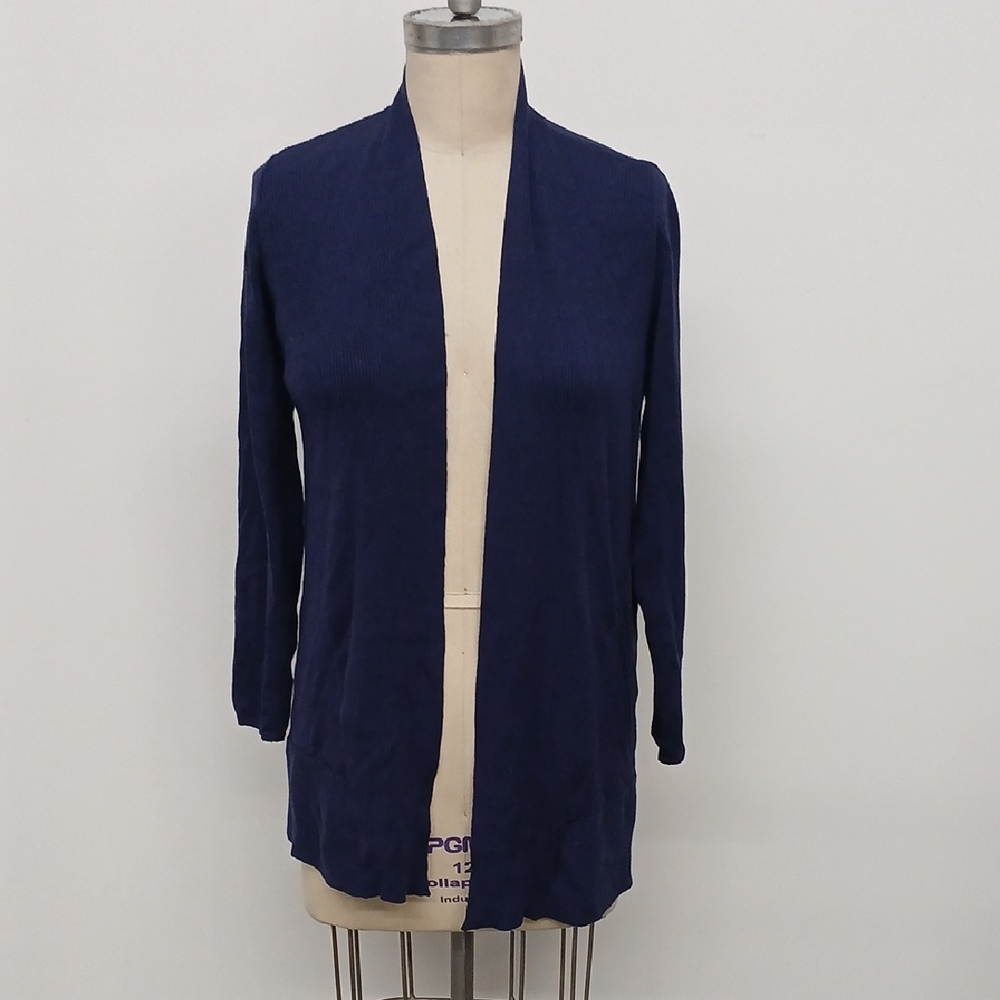 Chico's dark Navy Blue Open front Cardigan Size M/ Chico's 1